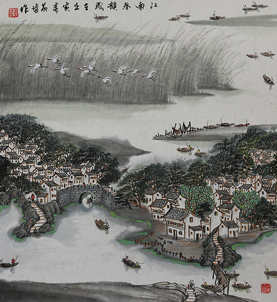 国画   （江南春韵）   尺寸 ：45*45