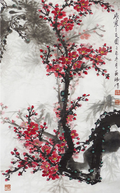 岁寒三友图