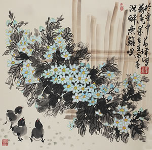 国画  （菊花）   尺寸：65*65