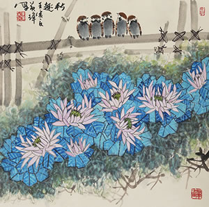 国画  （秋趣）  尺寸：68*68