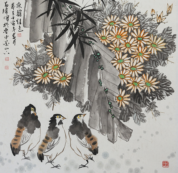 国画  （东篱佳色）  尺寸：68*68