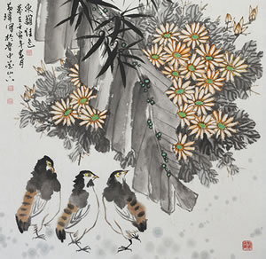 国画  （东篱佳色）  尺寸：68*68
