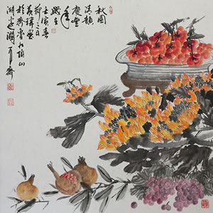 国画  （秋园清韵）  尺寸：68*68
