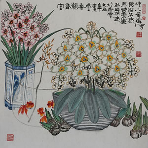 国画  （兰花）  尺寸：68*68