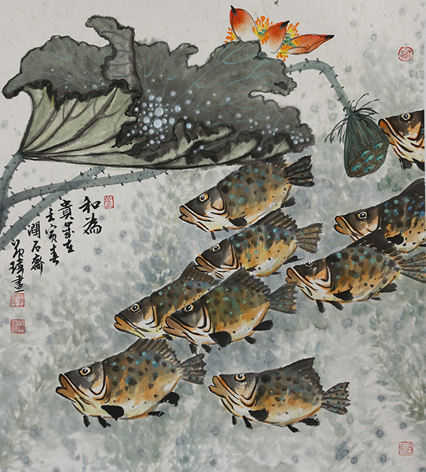 国画  （和为贵）   尺寸：48*48