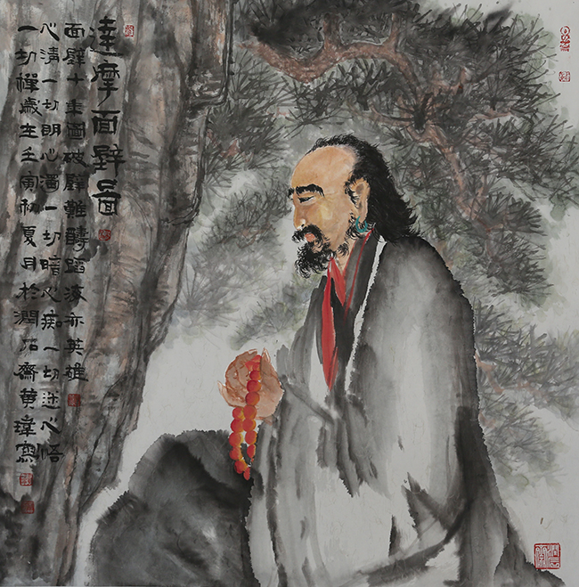 国画  （达摩面壁图）  尺寸：68*68